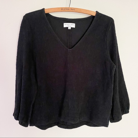 Madewell Texture & Thread Black V-Neck Top - Picture 3 of 7